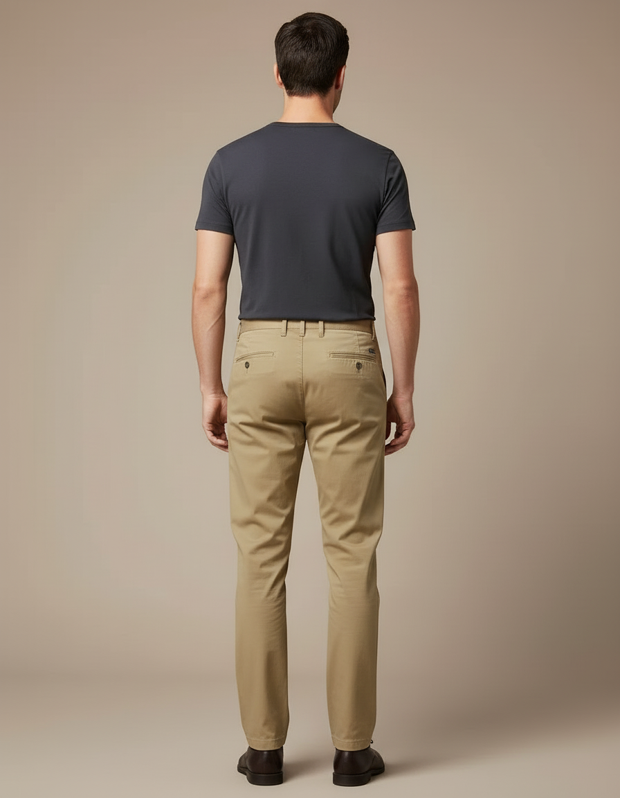 Pantalon Beige Chino Droit Homme Coton Élégant - vue 2