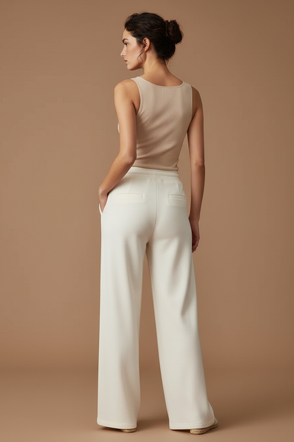 Pantalon Beige Fluide Ample Décontracté Cordon Femme - Molleton - vue 2