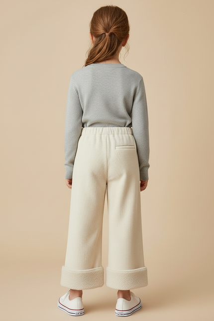 Pantalon Beige Côtelé Ample Doublé Chaud Fille - Cordé - vue 2