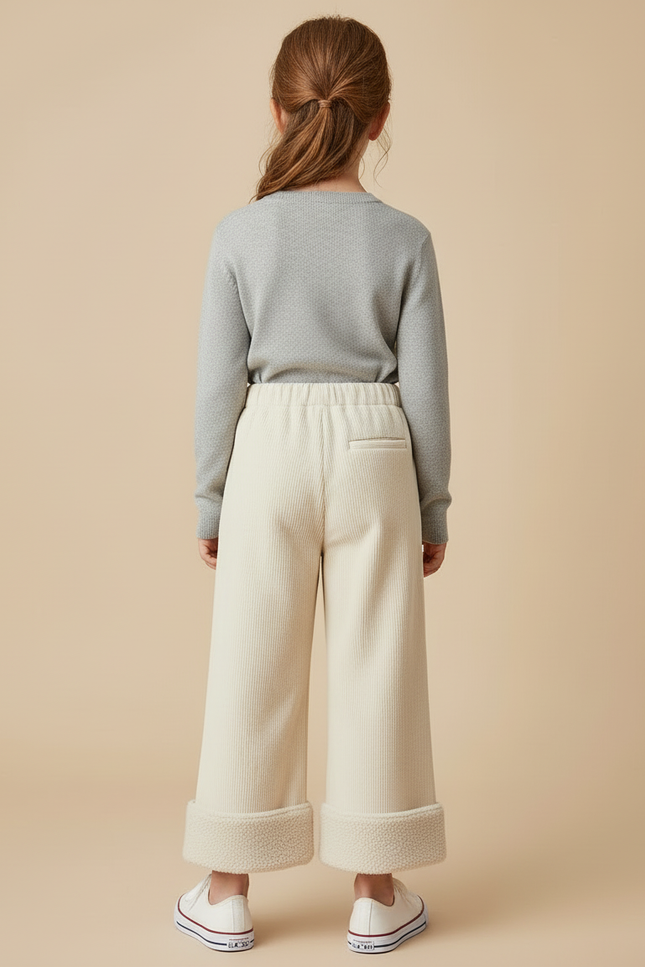 Pantalon Beige Côtelé Ample Doublé Chaud Fille - Cordé - vue 2