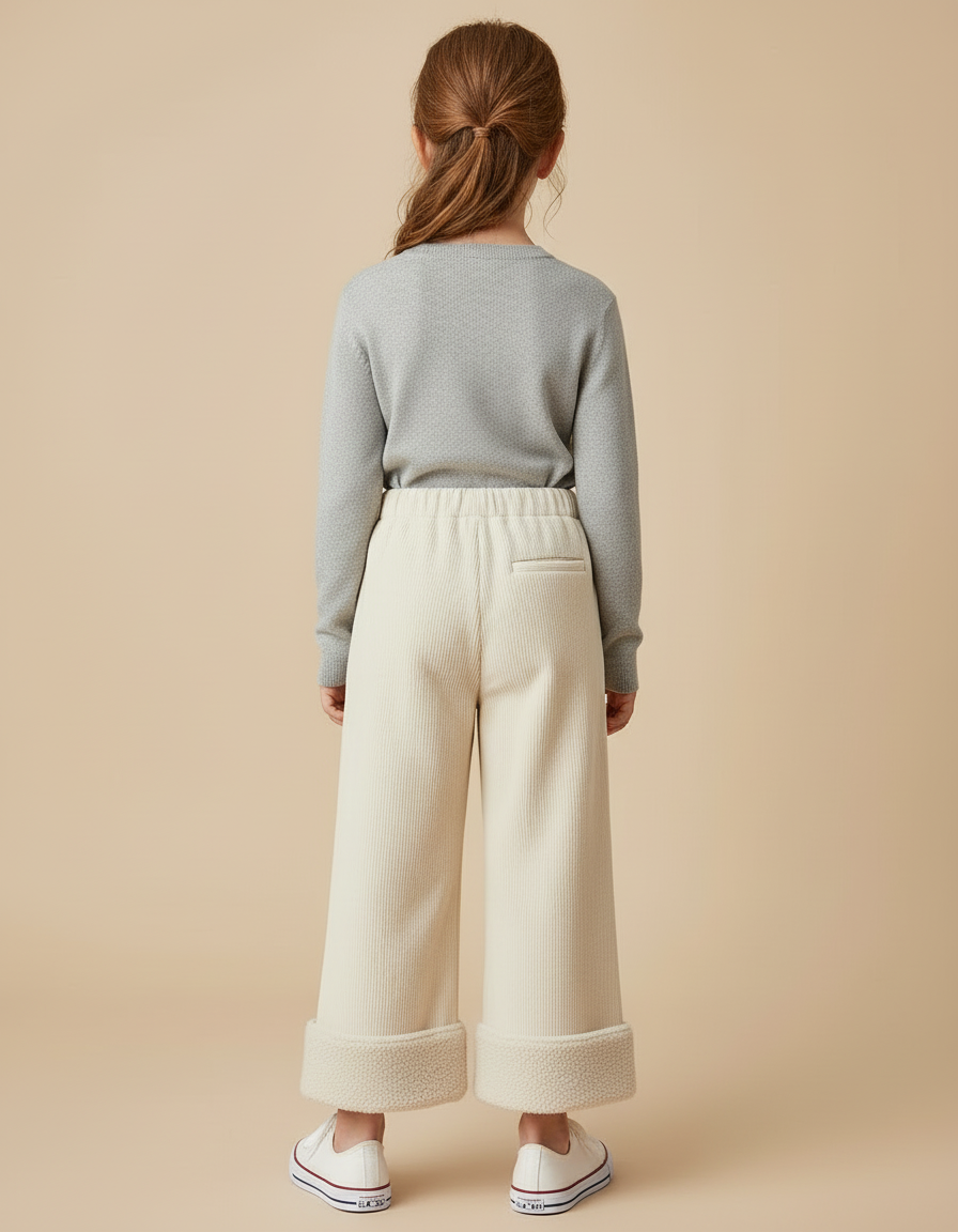 Pantalon Beige Côtelé Ample Doublé Chaud Fille - Cordé - vue 2