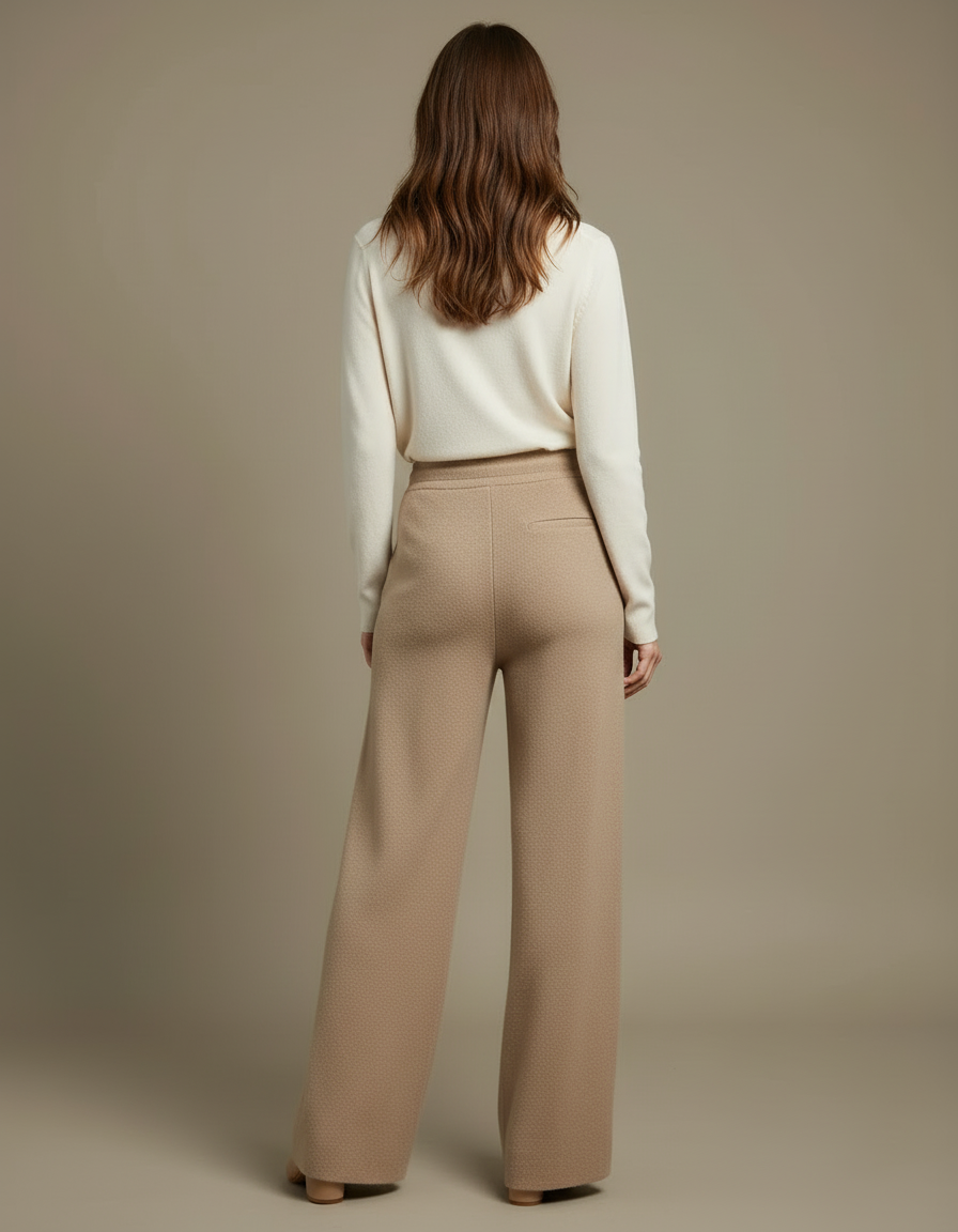Pantalon Flanelle Beige Femme - Laine - vue 2