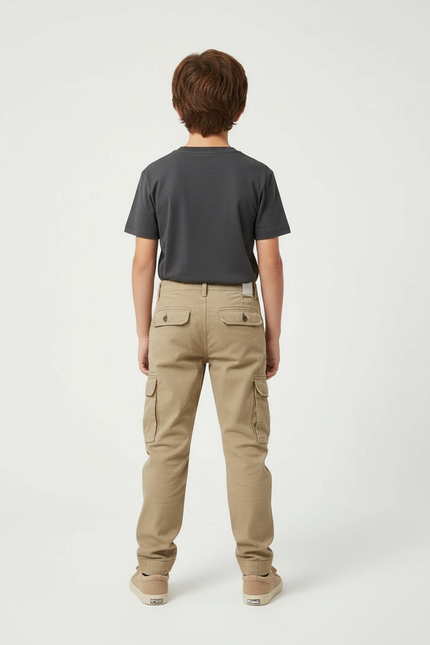 Pantalon Beige Cargo Robuste Décontracté Jogger Garçon - Toile - vue 2