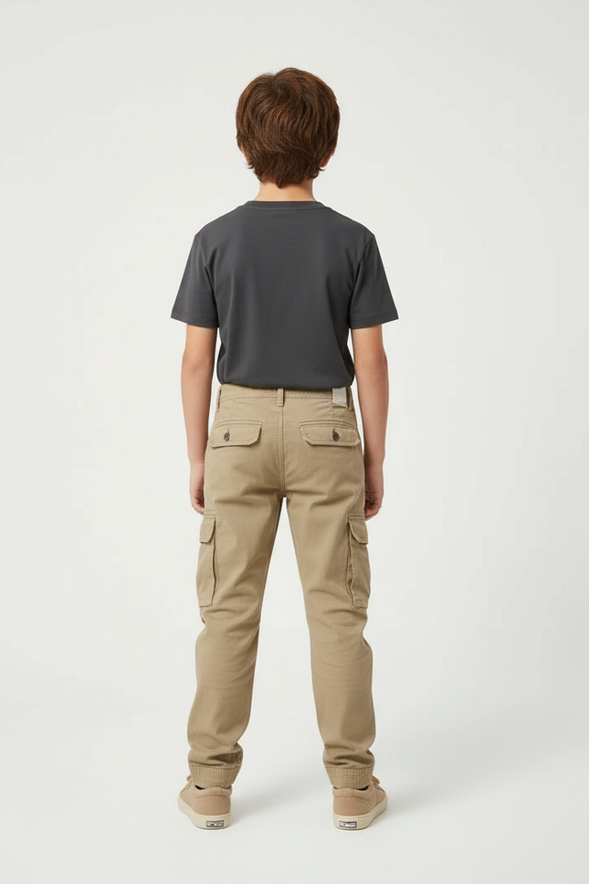 Pantalon Beige Cargo Robuste Décontracté Jogger Garçon - Toile - vue 2