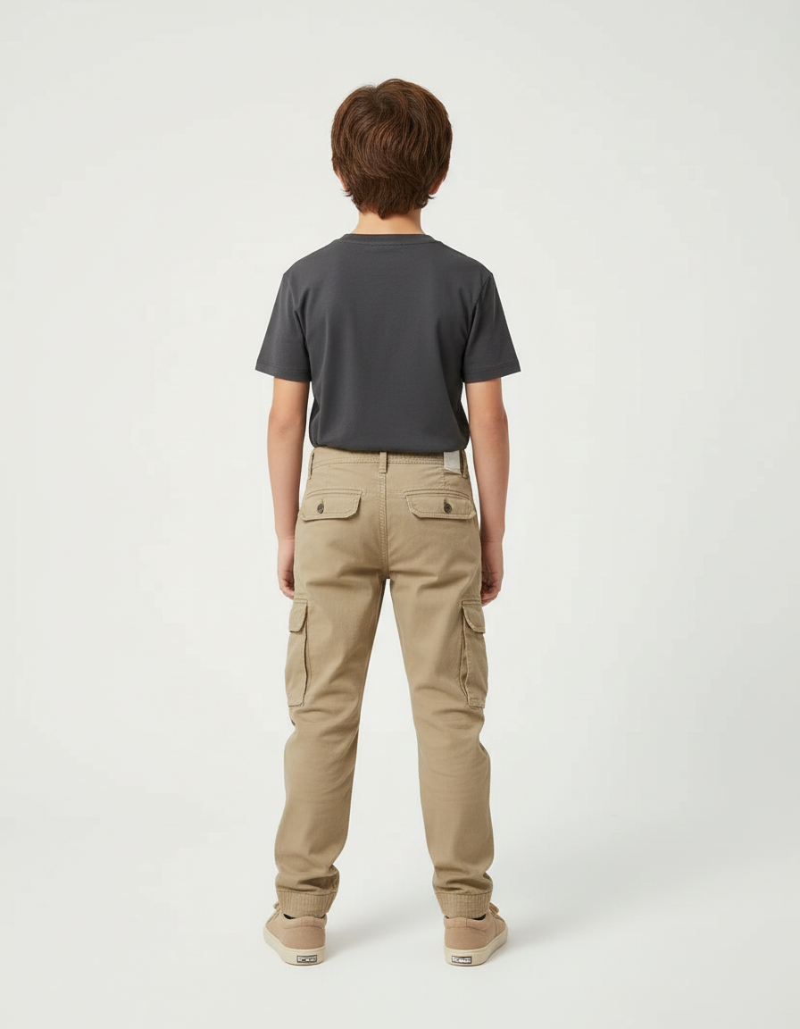 Pantalon Beige Cargo Robuste Décontracté Jogger Garçon - Toile - vue 2