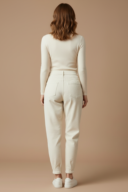 Pantalon Velours Femme Beige - vue 2