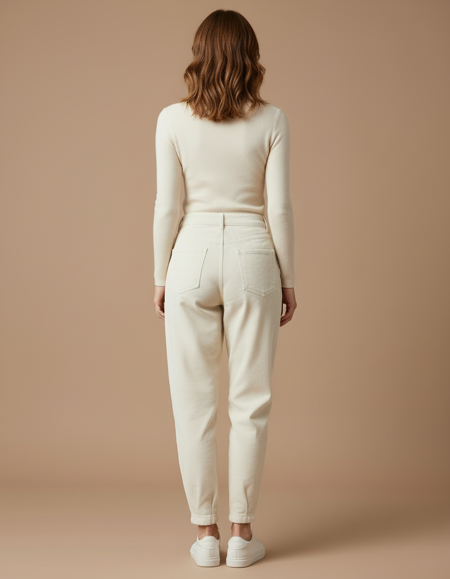 Pantalon Velours Femme Beige - vue 2