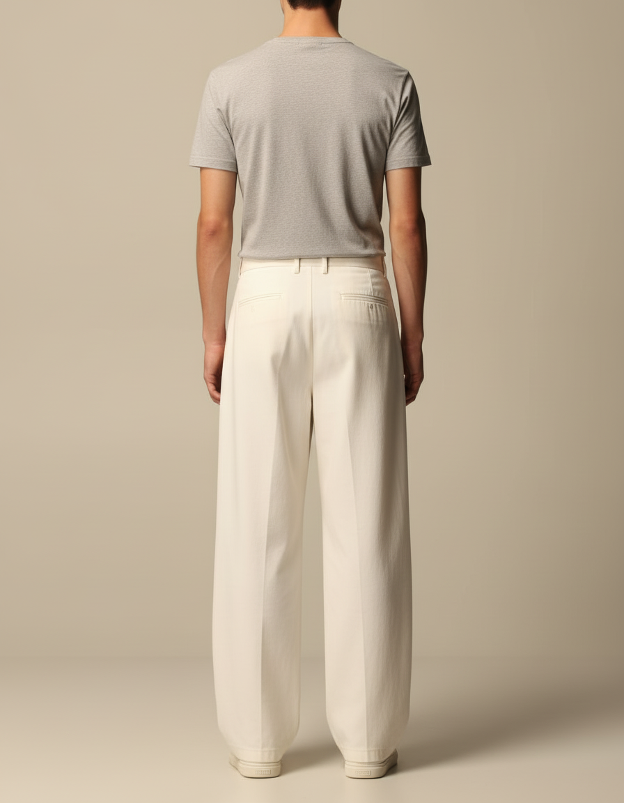 Pantalon Beige Plissé Ample Large Formel Homme - Coton - vue 2