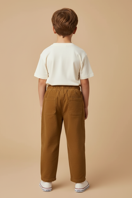 Pantalon Beige Velours Côtelé Décontracté Garçon - Marron Cordé - vue 2