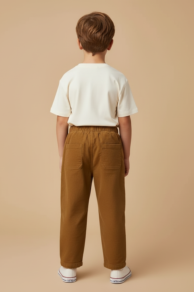 Pantalon Beige Velours Côtelé Décontracté Garçon - Marron Cordé - vue 2