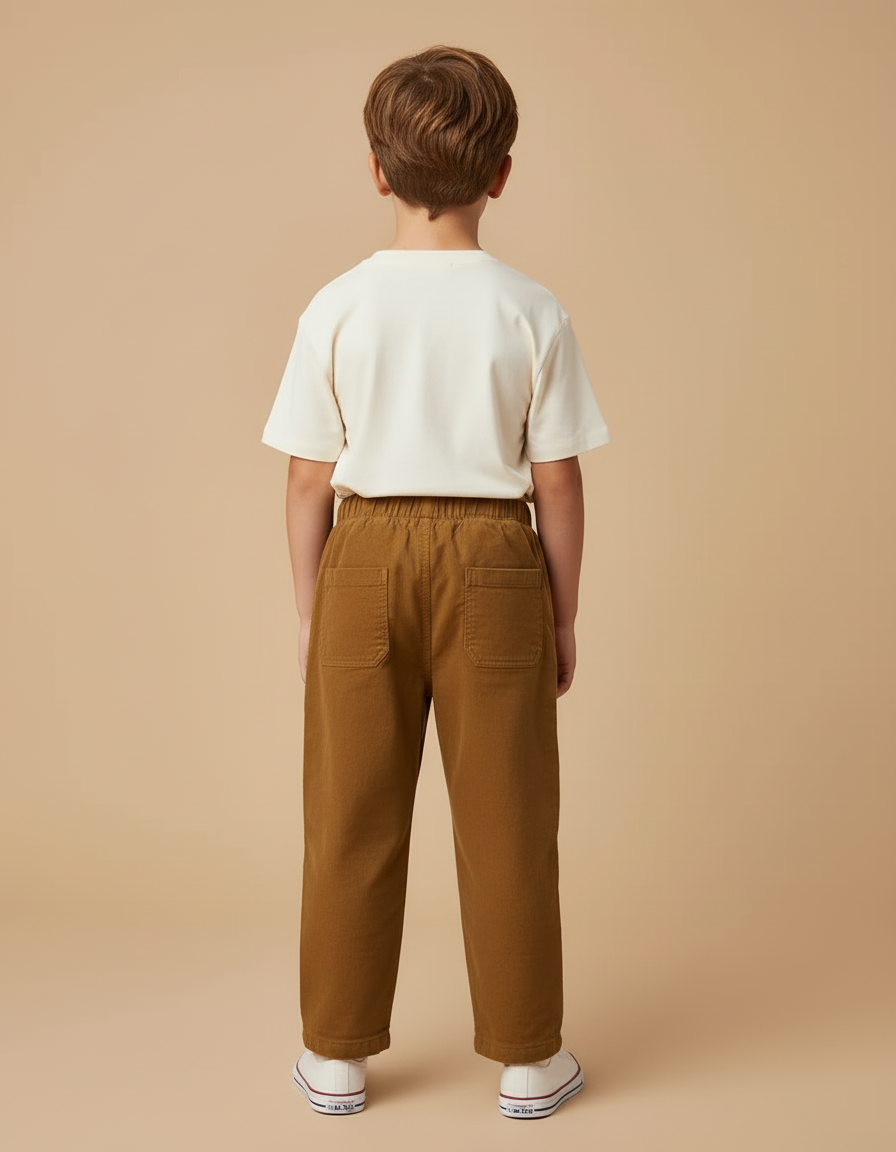 Pantalon Beige Velours Côtelé Décontracté Garçon - Marron Cordé - vue 2
