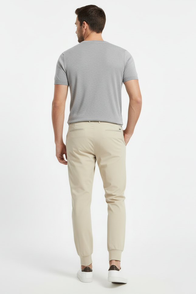 Pantalon Beige Jogger Coton Décontracté Homme Slim - vue 2