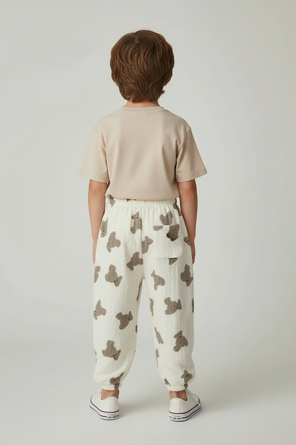 Pantalon Beige Imprimé Oursons Ample Enfant - Molleton - vue 2