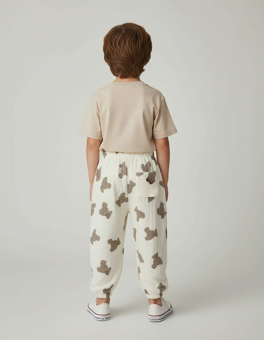 Pantalon Beige Imprimé Oursons Ample Enfant - Molleton - vue 2