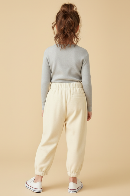Pantalon Beige Côtelé Ample Élastique Confort Enfant - Cordé - vue 2