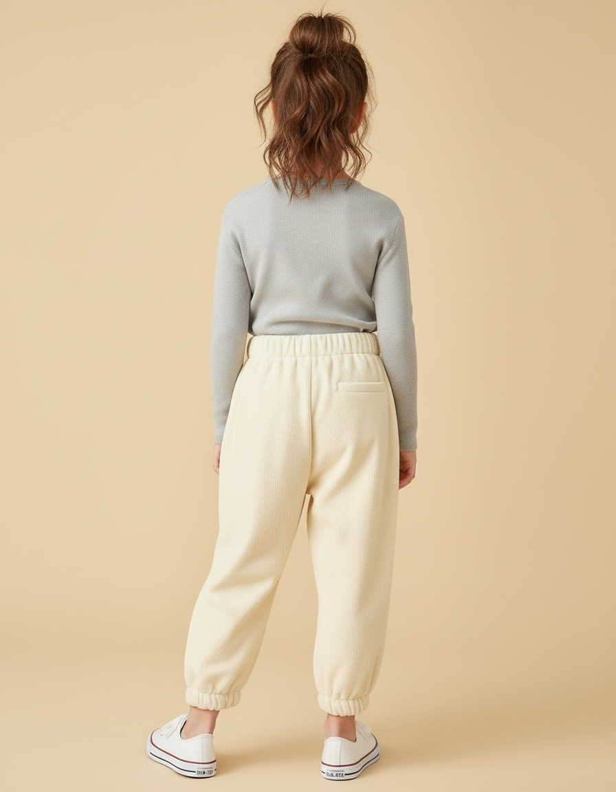 Pantalon Beige Côtelé Ample Élastique Confort Enfant - Cordé - vue 2