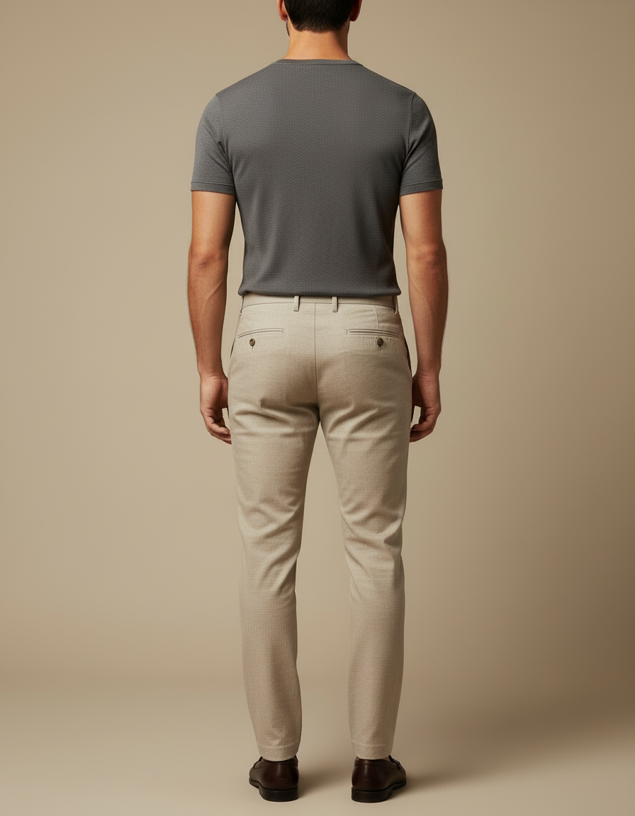 Pantalon Beige Slim Fit Décontracté Élégant Homme - Laine - vue 2
