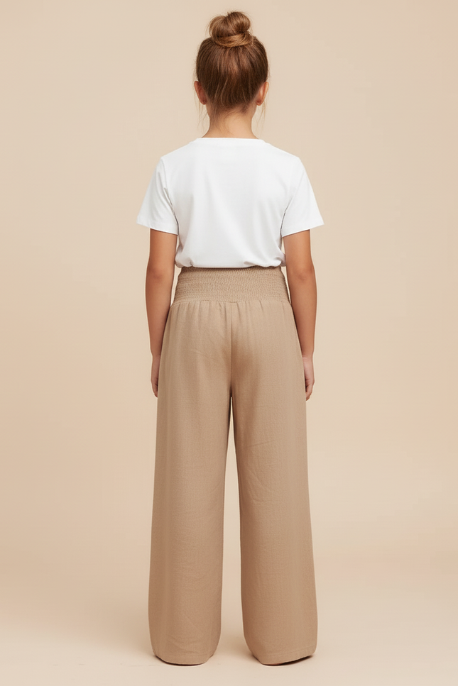 Pantalon Beige Ample Fluide Taille Haute Lin - vue 2
