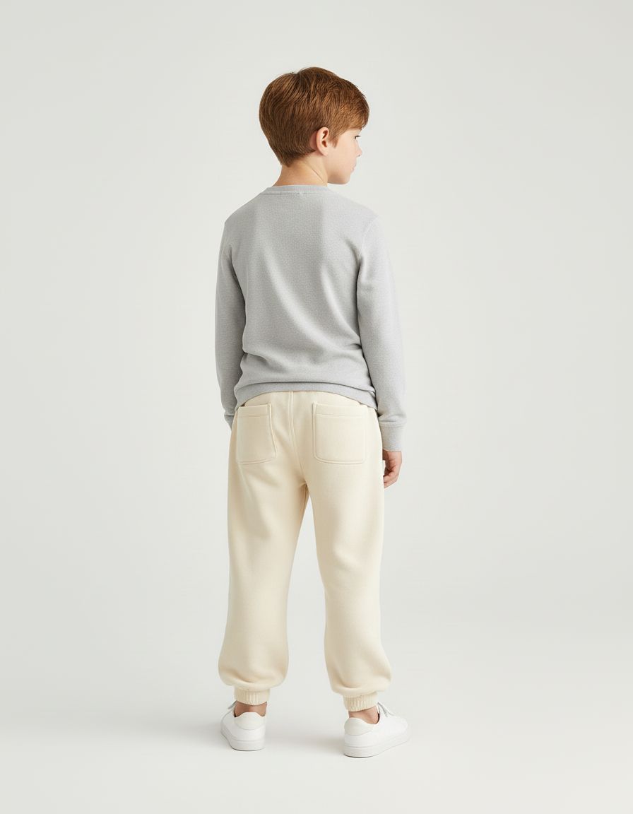 Pantalon Beige Enfant Ample Décontracté Molleton Garçon - vue 2
