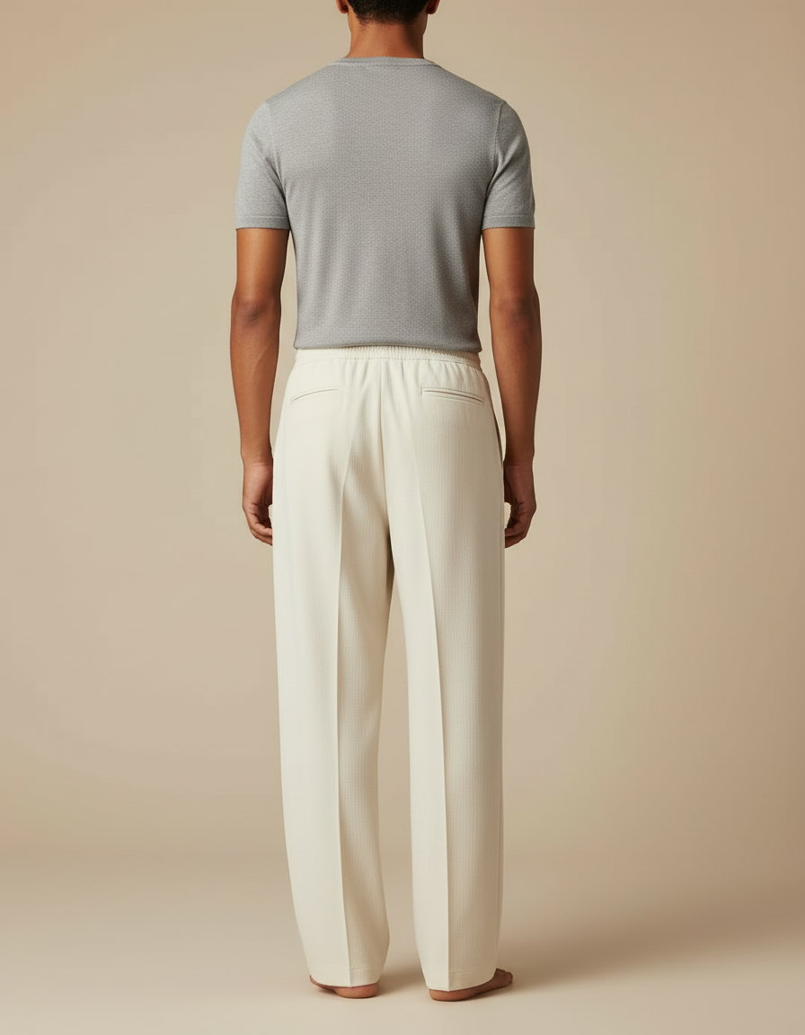 Pantalon Beige Oversize Homme - Maille - vue 2