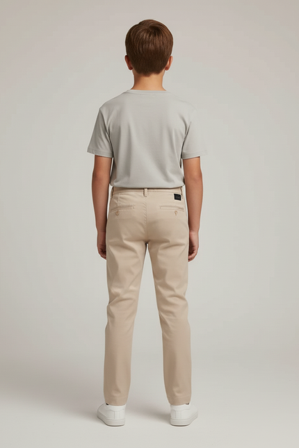Pantalon Beige Enfant Chino Coton Décontracté Droit - vue 2