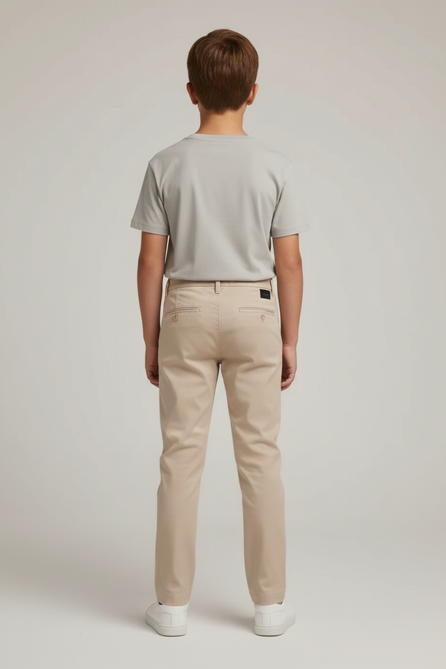 Pantalon Beige Enfant Chino Coton Décontracté Droit - vue 2