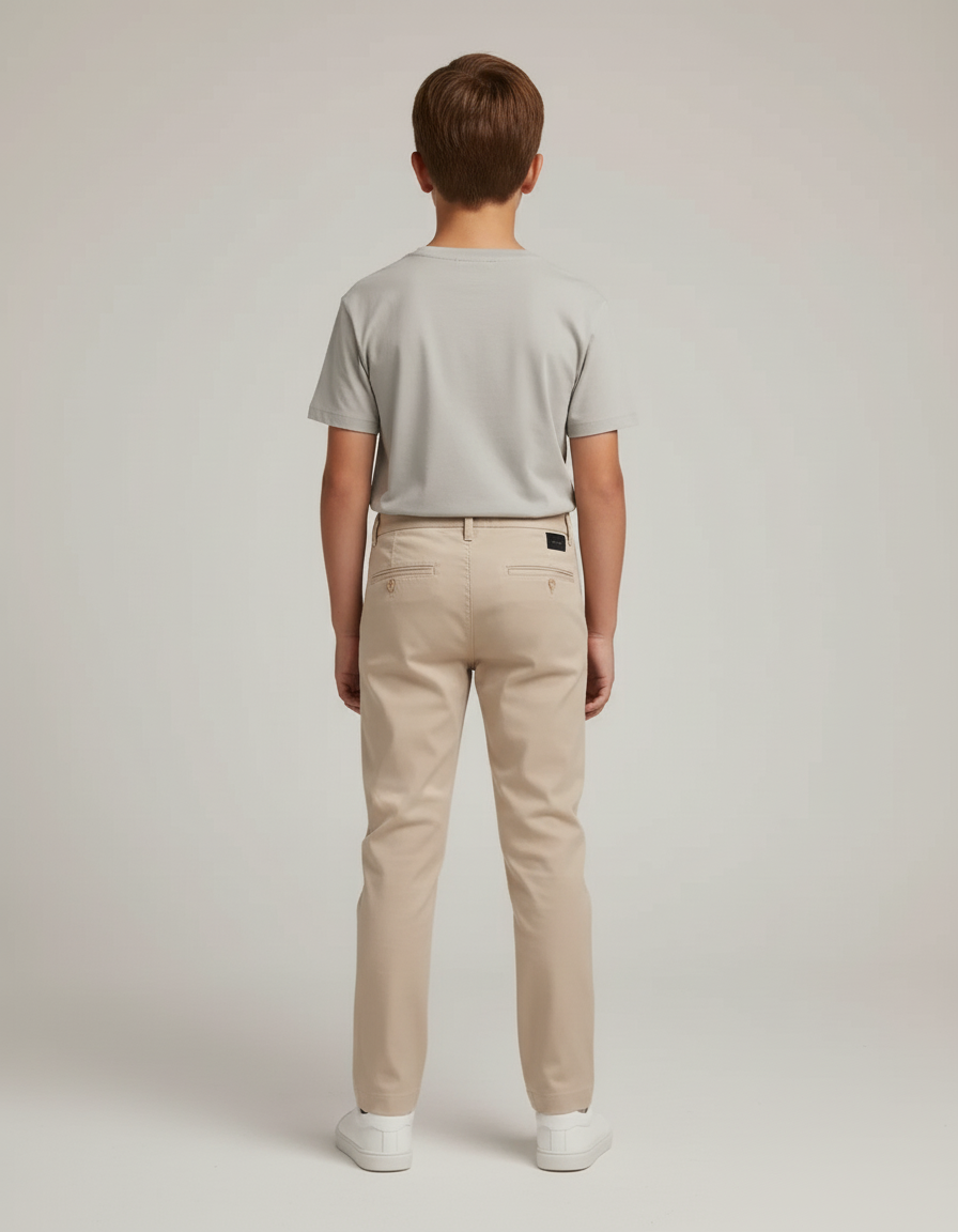 Pantalon Beige Enfant Chino Coton Décontracté Droit - vue 2