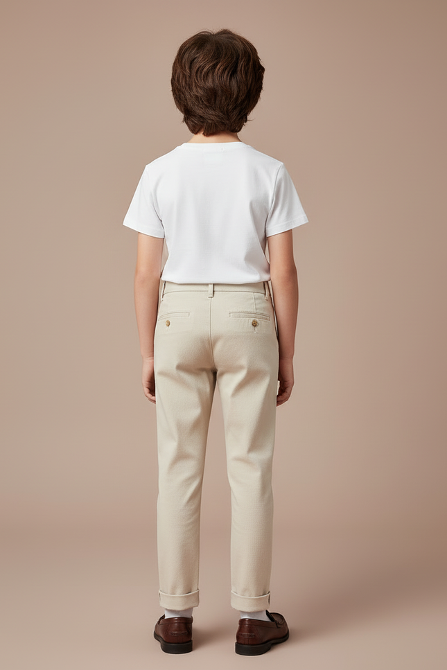 Pantalon Beige Droit Coton Garçon Élégant Décontracté - Gabardine - vue 2