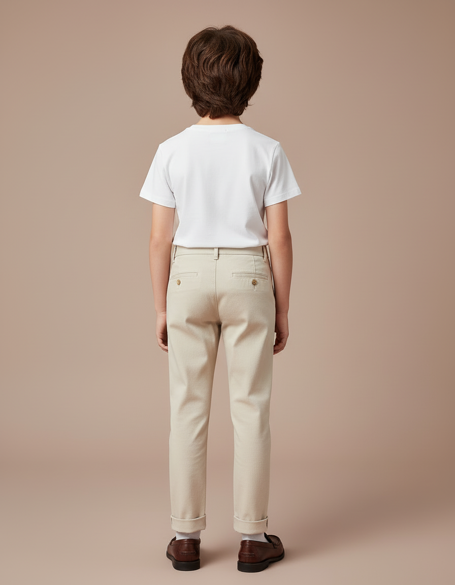 Pantalon Beige Droit Coton Garçon Élégant Décontracté - Gabardine - vue 2