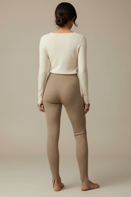 Pantalon Beige Moulant - Maille - vue 2