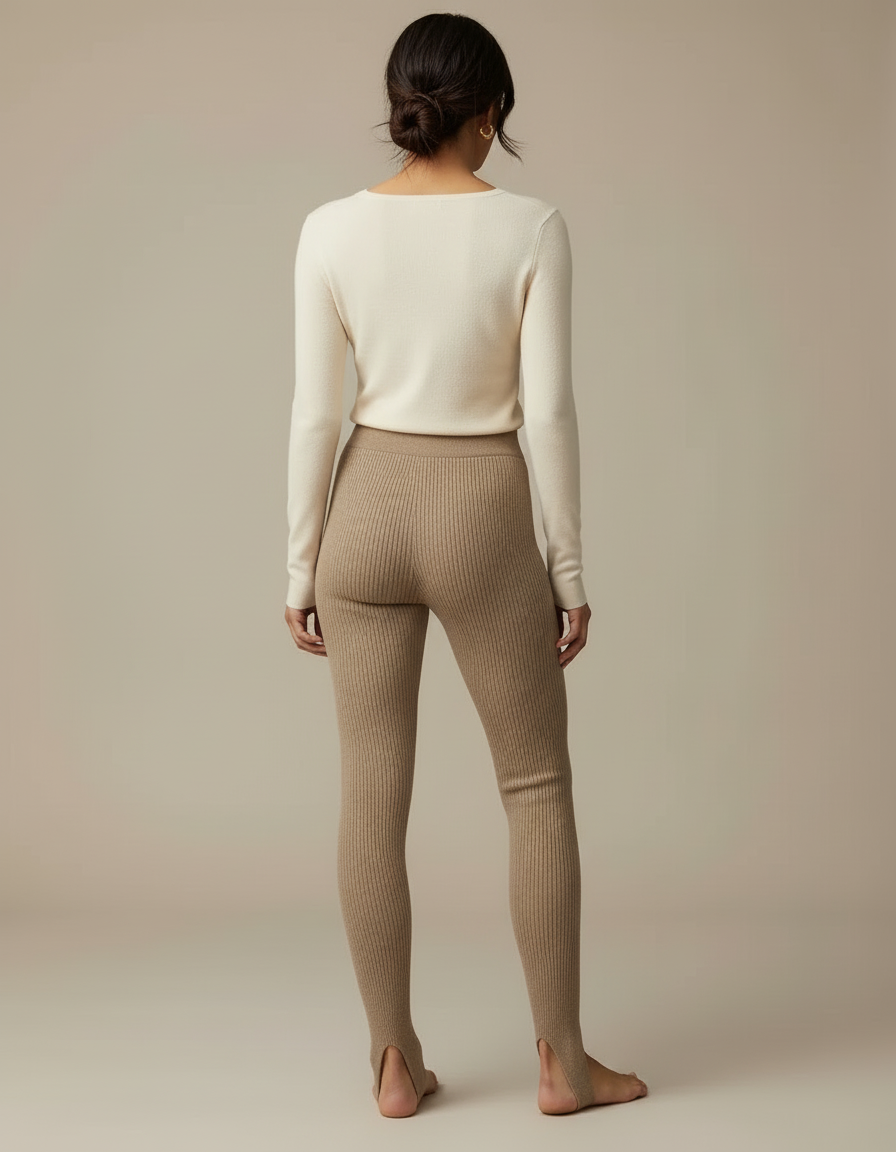 Pantalon Beige Moulant - Maille - vue 2