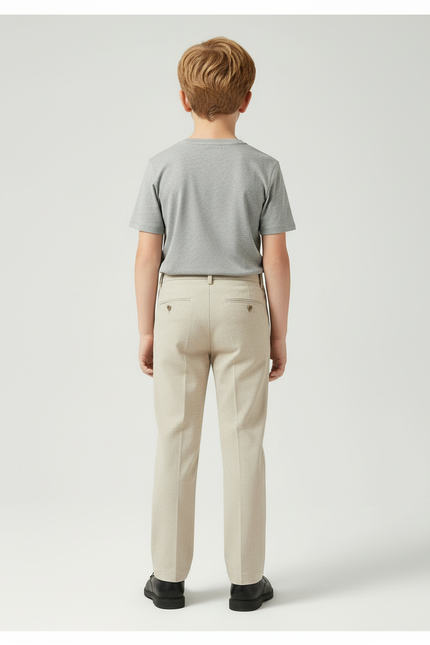 Pantalon Beige Droit Élégant Coton Garçon Classique - Gabardine - vue 2