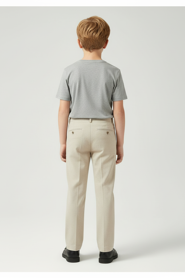 Pantalon Beige Droit Élégant Coton Garçon Classique - Gabardine - vue 2