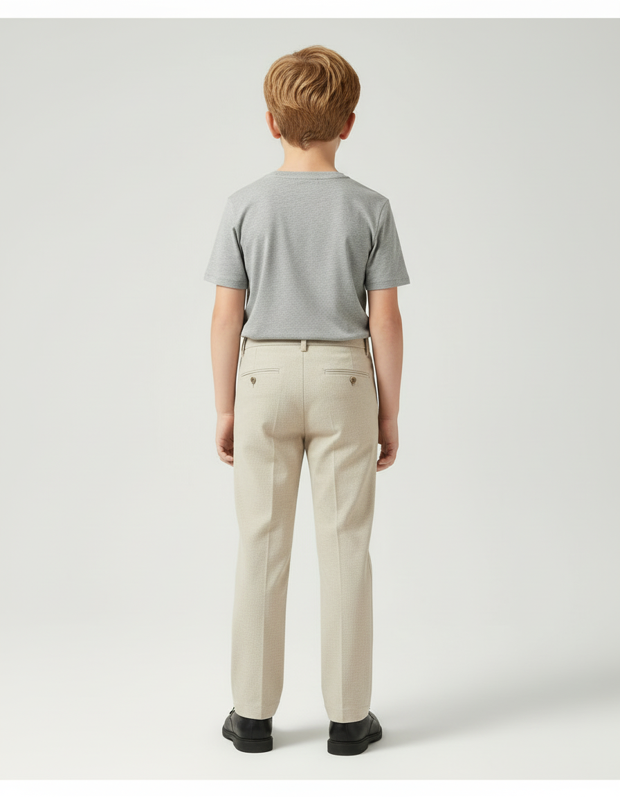 Pantalon Beige Droit Élégant Coton Garçon Classique - Gabardine - vue 2