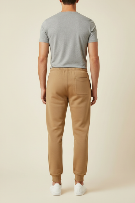Pantalon Beige Homme Jogging Cordon Imprimé Décontracté - Camel Molleton - vue 2