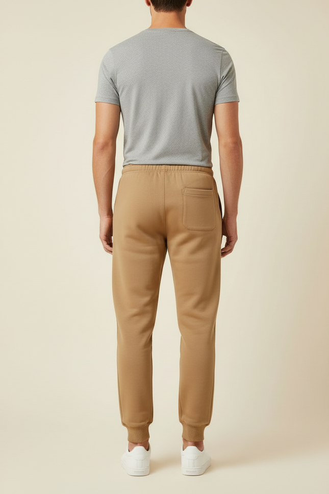Pantalon Beige Homme Jogging Cordon Imprimé Décontracté - Camel Molleton - vue 2