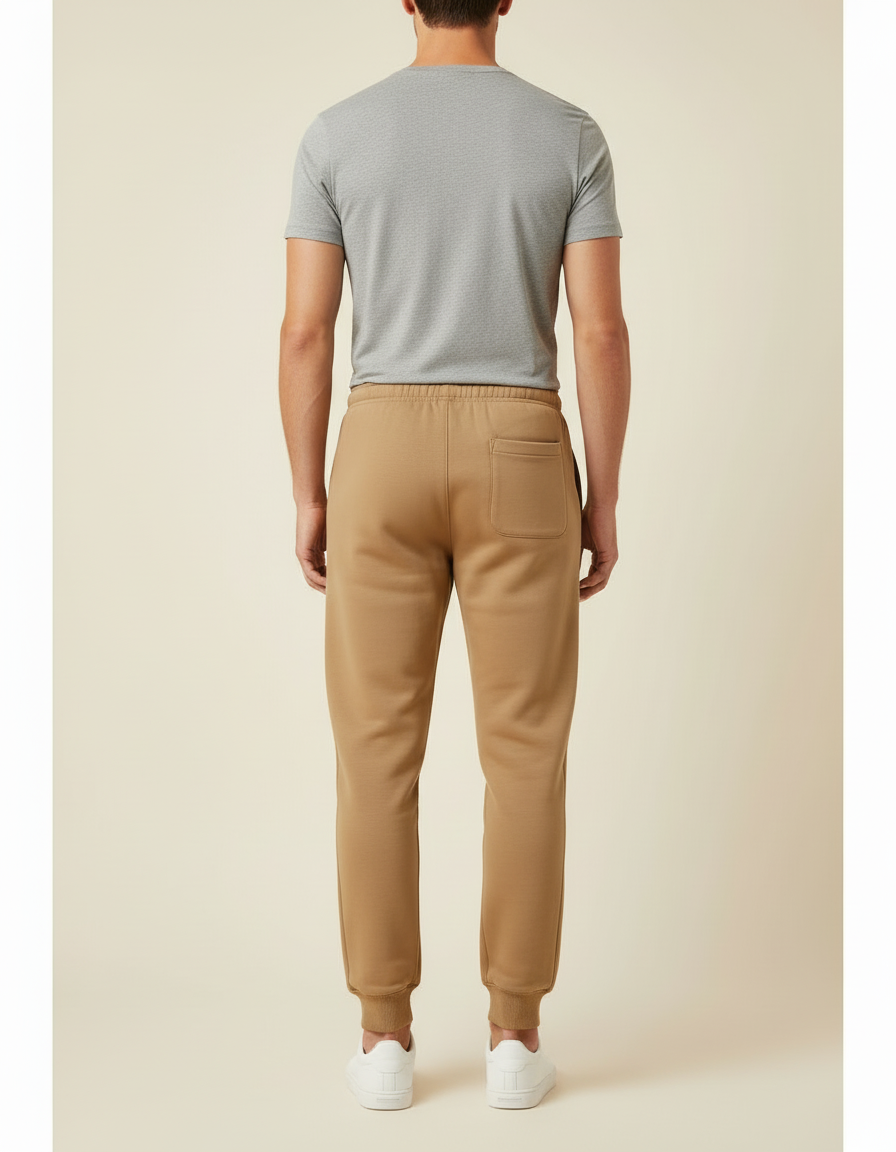 Pantalon Beige Homme Jogging Cordon Imprimé Décontracté - Camel Molleton - vue 2