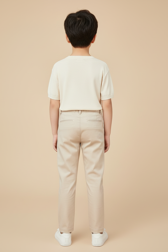 Pantalon Beige Droit Élégant Garçon Décontracté Coton - Gabardine - vue 2