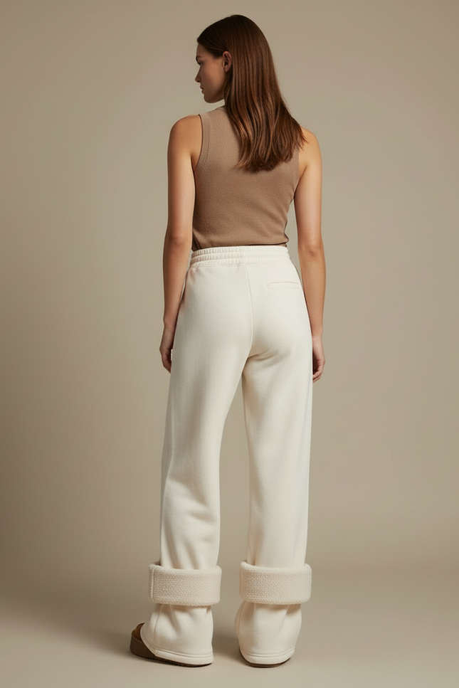 Pantalon Beige Ample Molletonné Confortable Femme - vue 2