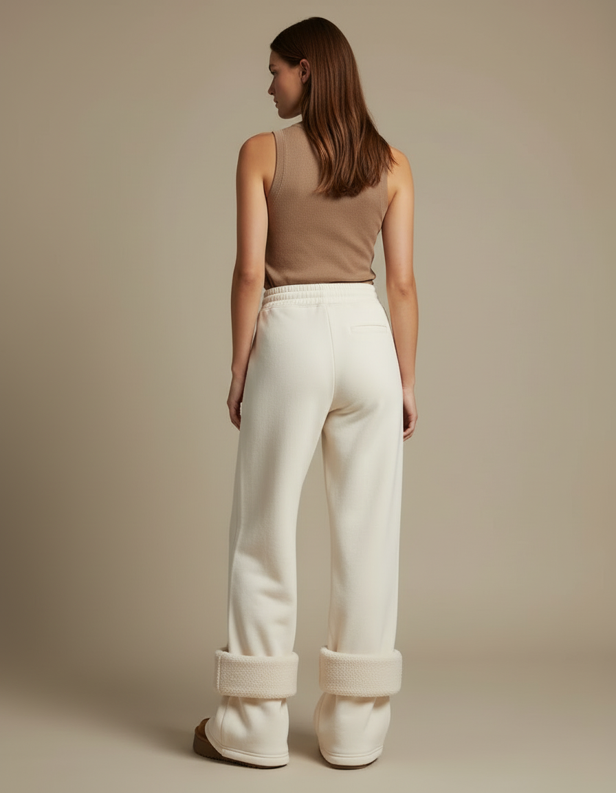 Pantalon Beige Ample Molletonné Confortable Femme - vue 2