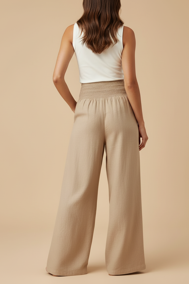 Pantalon Lin Beige Large - vue 2