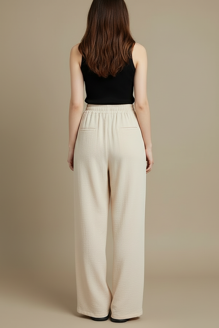 Pantalon Beige Elastique Femme - Lin - vue 2