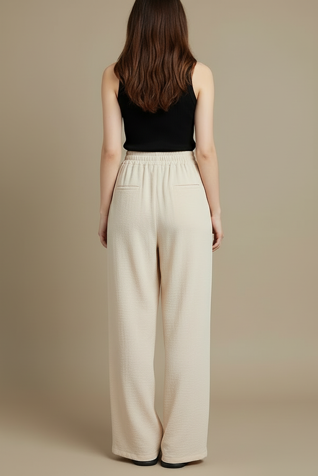 Pantalon Beige Elastique Femme - Lin - vue 2