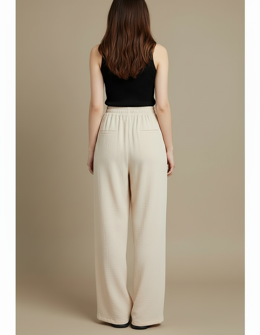 Pantalon Beige Elastique Femme - Lin - vue 2