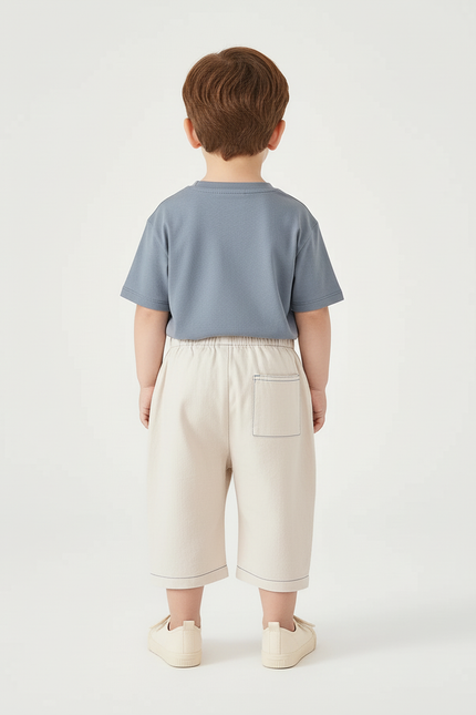 Pantalon Beige Coton Ample Garçon Décontracté Léger - vue 2