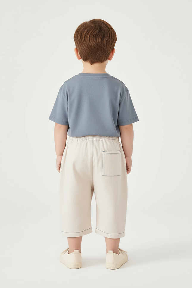 Pantalon Beige Coton Ample Garçon Décontracté Léger - vue 2