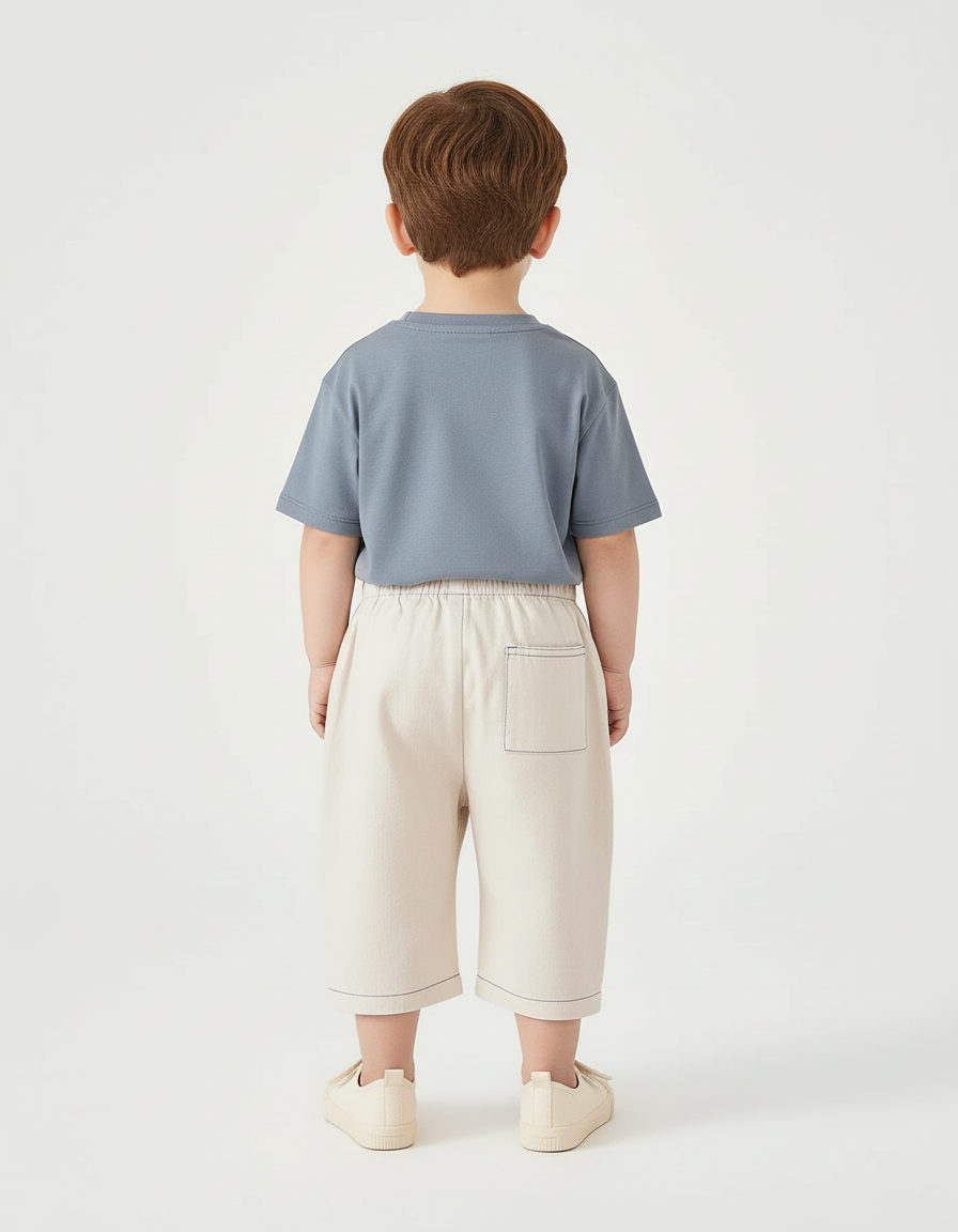 Pantalon Beige Coton Ample Garçon Décontracté Léger - vue 2