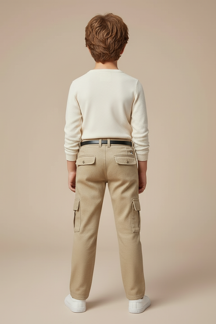 Pantalon Cargo Beige Avec Ceinture - Gabardine - vue 2