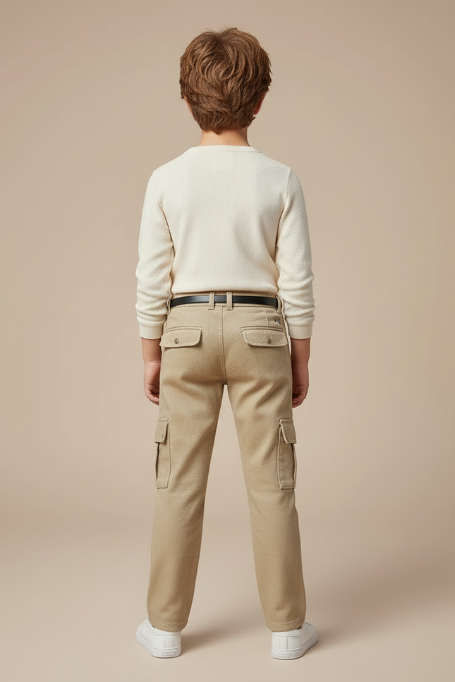 Pantalon Cargo Beige Avec Ceinture - Gabardine - vue 2