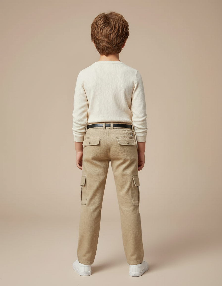 Pantalon Cargo Beige Avec Ceinture - Gabardine - vue 2